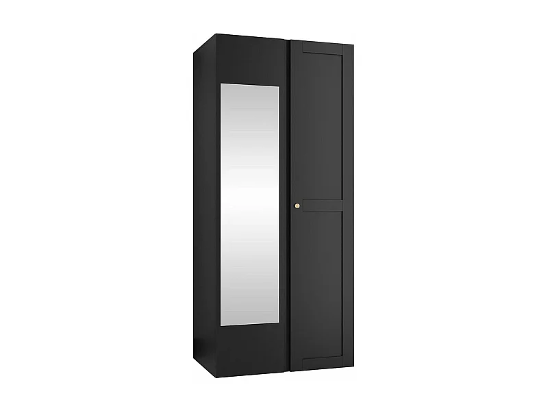 Armoire Hartford 396, Noir, 186x74x44cm, Portes d'armoire: Avec des charnières