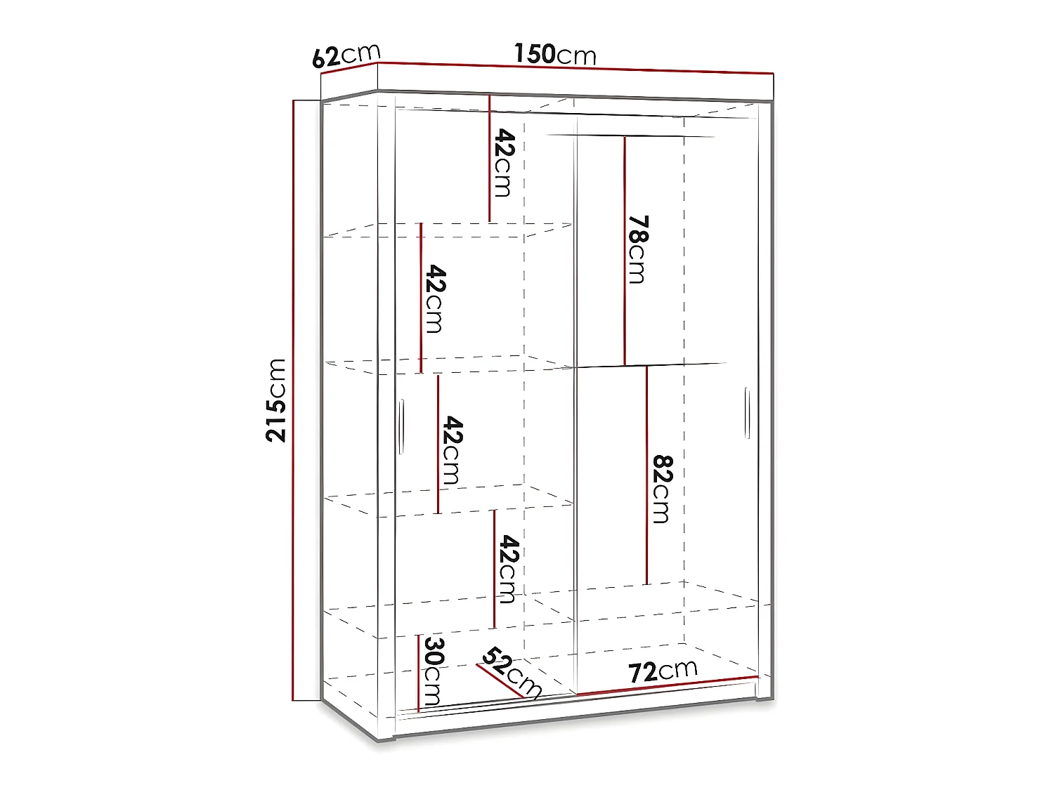 Armario Catromi 105, Roble Artisan, 215x150x62cm, Puertas de armario: Correderas