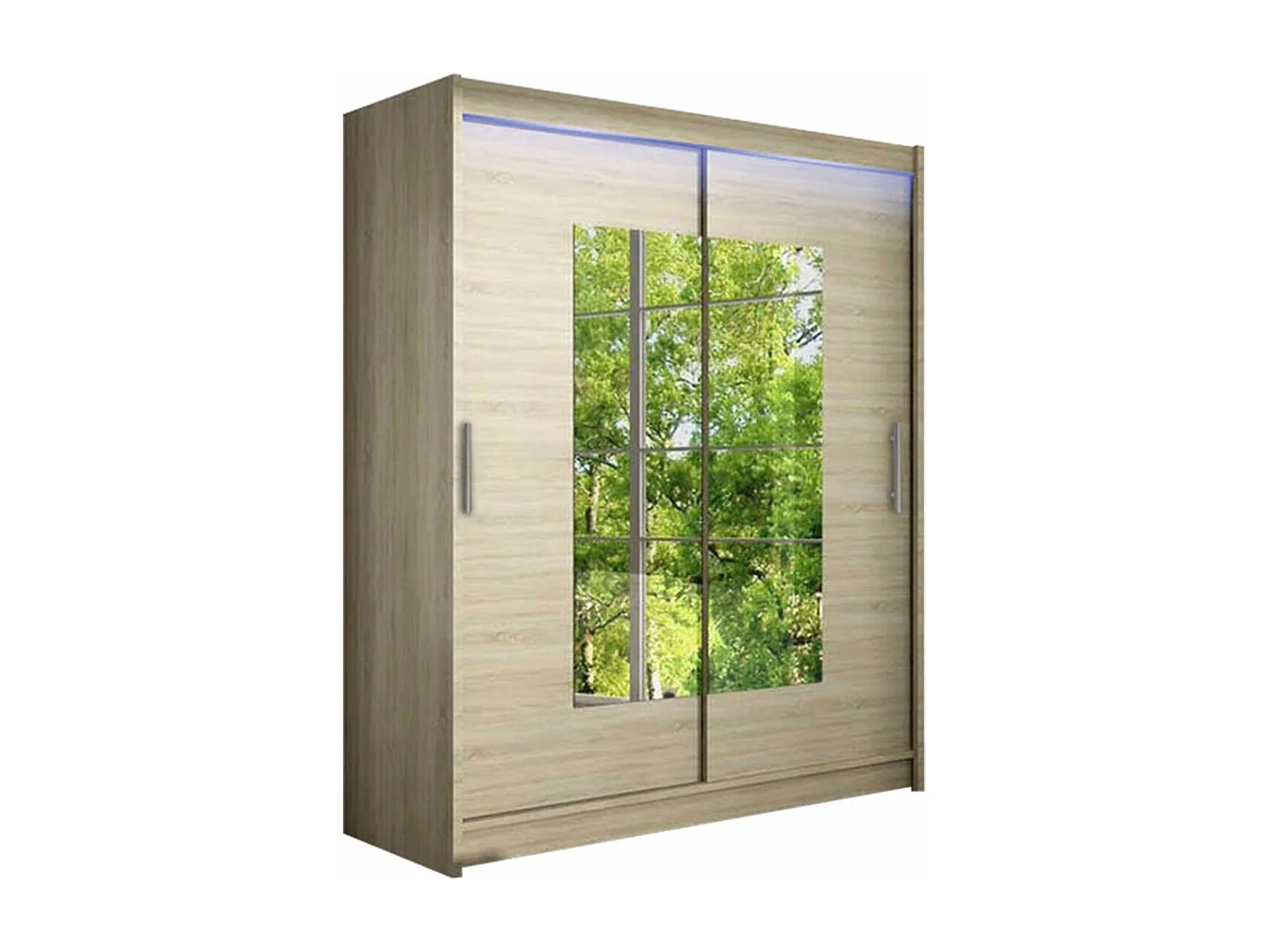 Armario Closico 104, Roble Sonoma, 200x150x58cm, Puertas de armario: Correderas