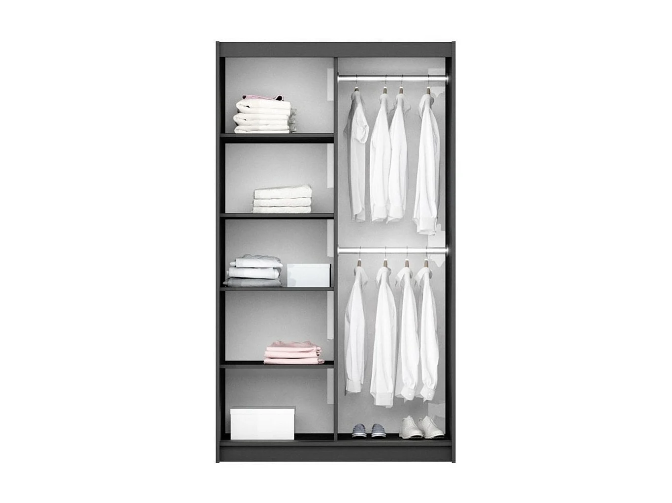 Armoire Honolulu 229, Blanc, 215x122x65cm, Portes d'armoire: Coulissantes