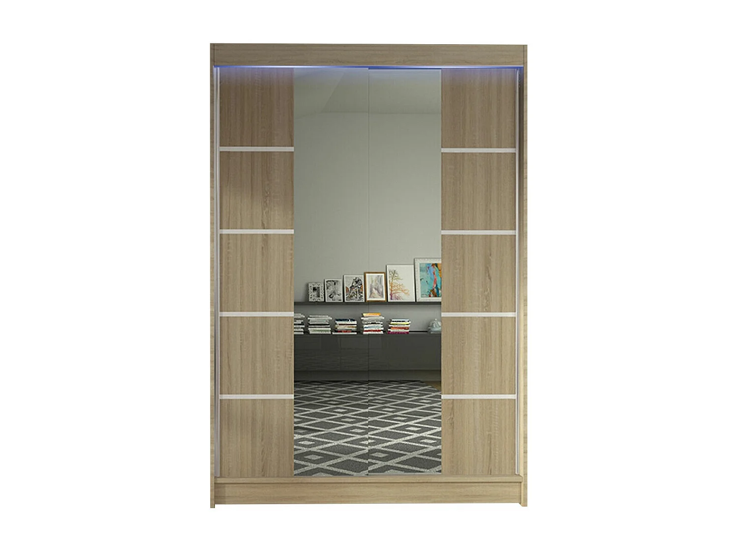 Armoire Closico 151, Sonoma chêne, 200x120x58cm, Portes d'armoire: Coulissantes