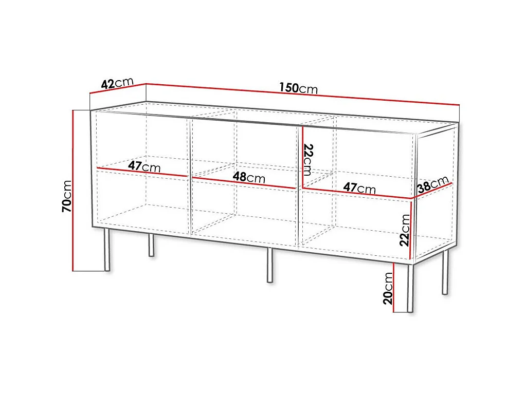 Aparador Venophu 100, Nogal, 70x150x42cm, MDF|Aglomerado laminado