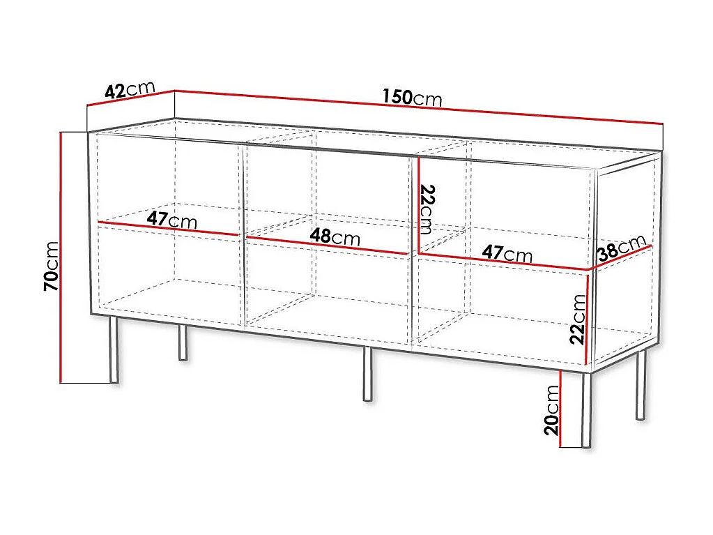 Aparador Venophu 100, Nogal, 70x150x42cm, MDF|Aglomerado laminado