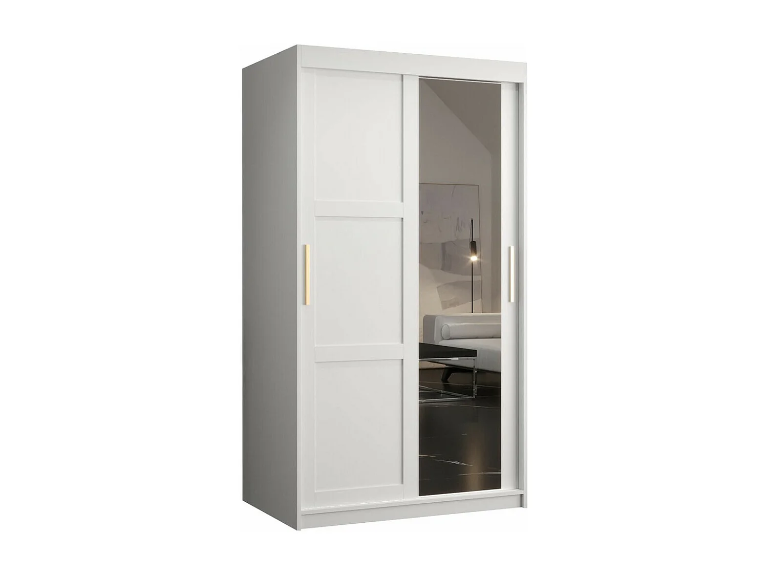 Armoire Ferfere 103, Blanc, 200x100x62cm, Portes d'armoire: Coulissantes