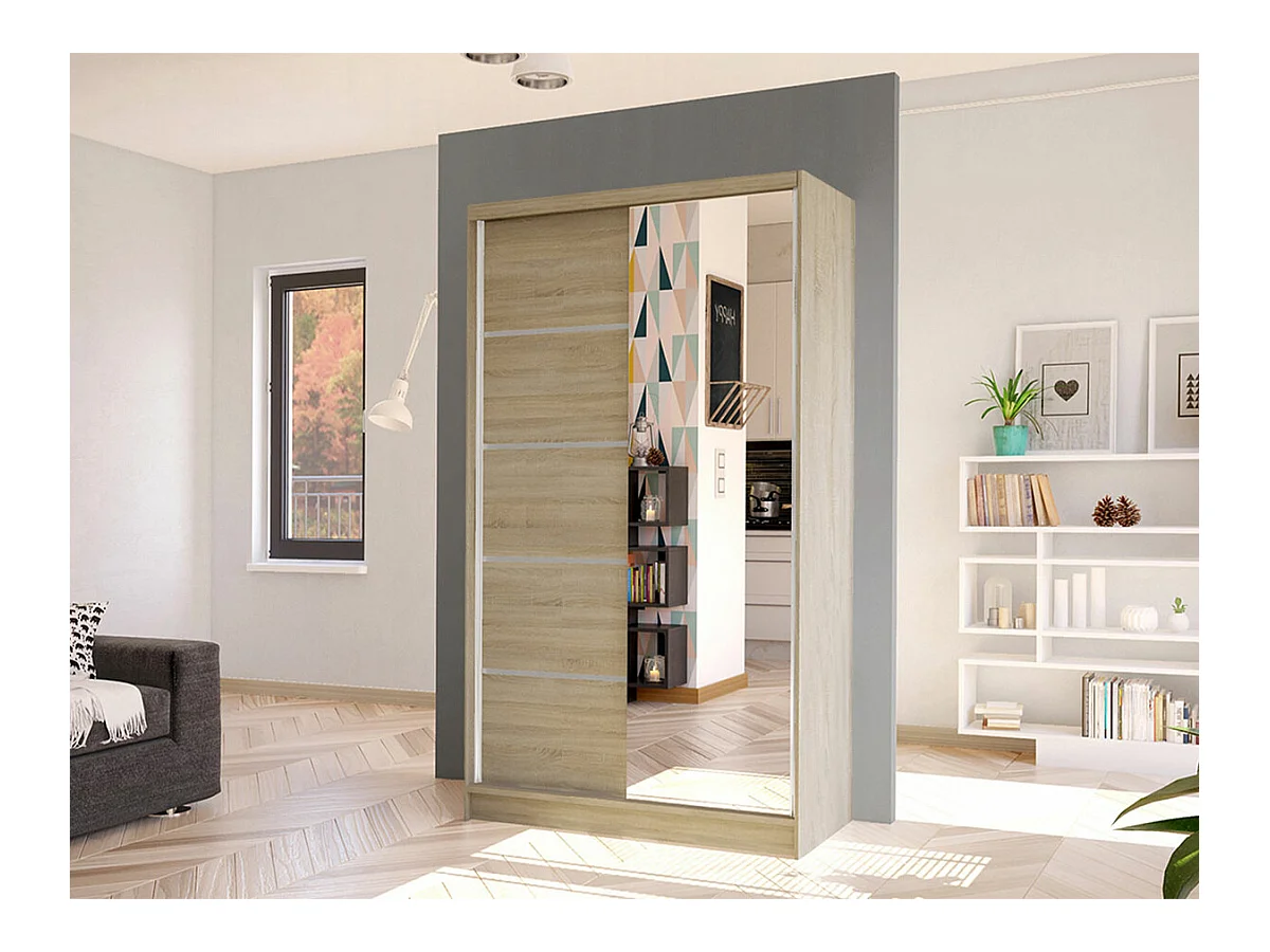 Armoire Closico 166, Sonoma chêne, 200x100x58cm, Portes d'armoire: Coulissantes