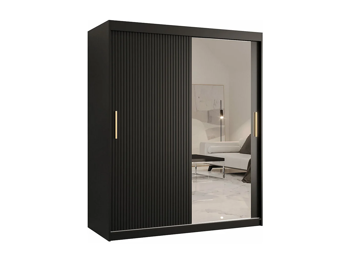 Armario Hartford 402, Negro, 200x150x62cm, Puertas de armario: Correderas