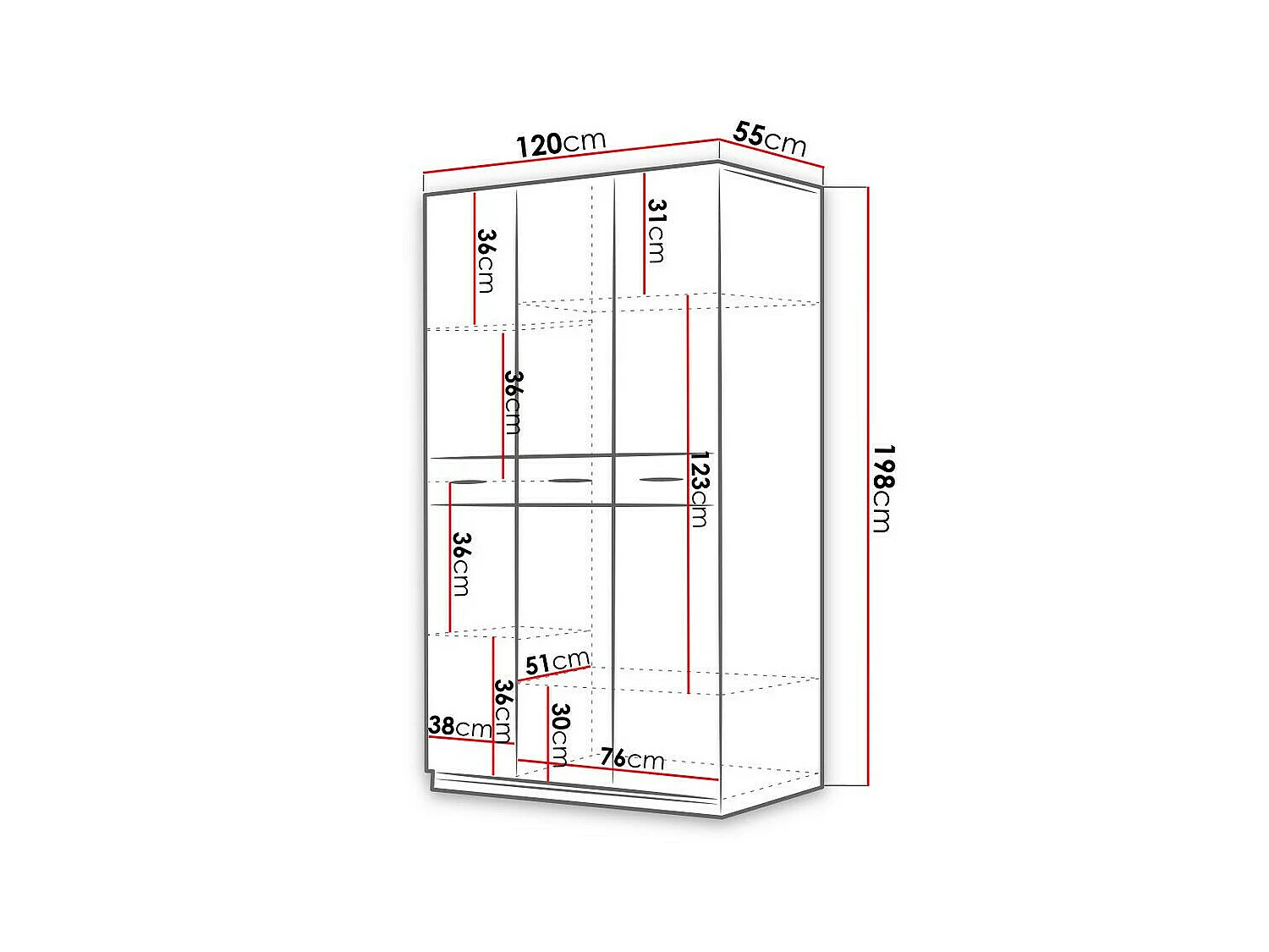 Armario Salmere 107, Blanco|Rosa brillante|Blanco brillante, 198x120x55cm