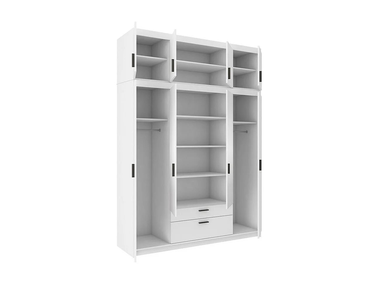 Armoire Novduni 106, Sonoma chêne, 246x176x53cm, Portes d'armoire: Avec des charnières