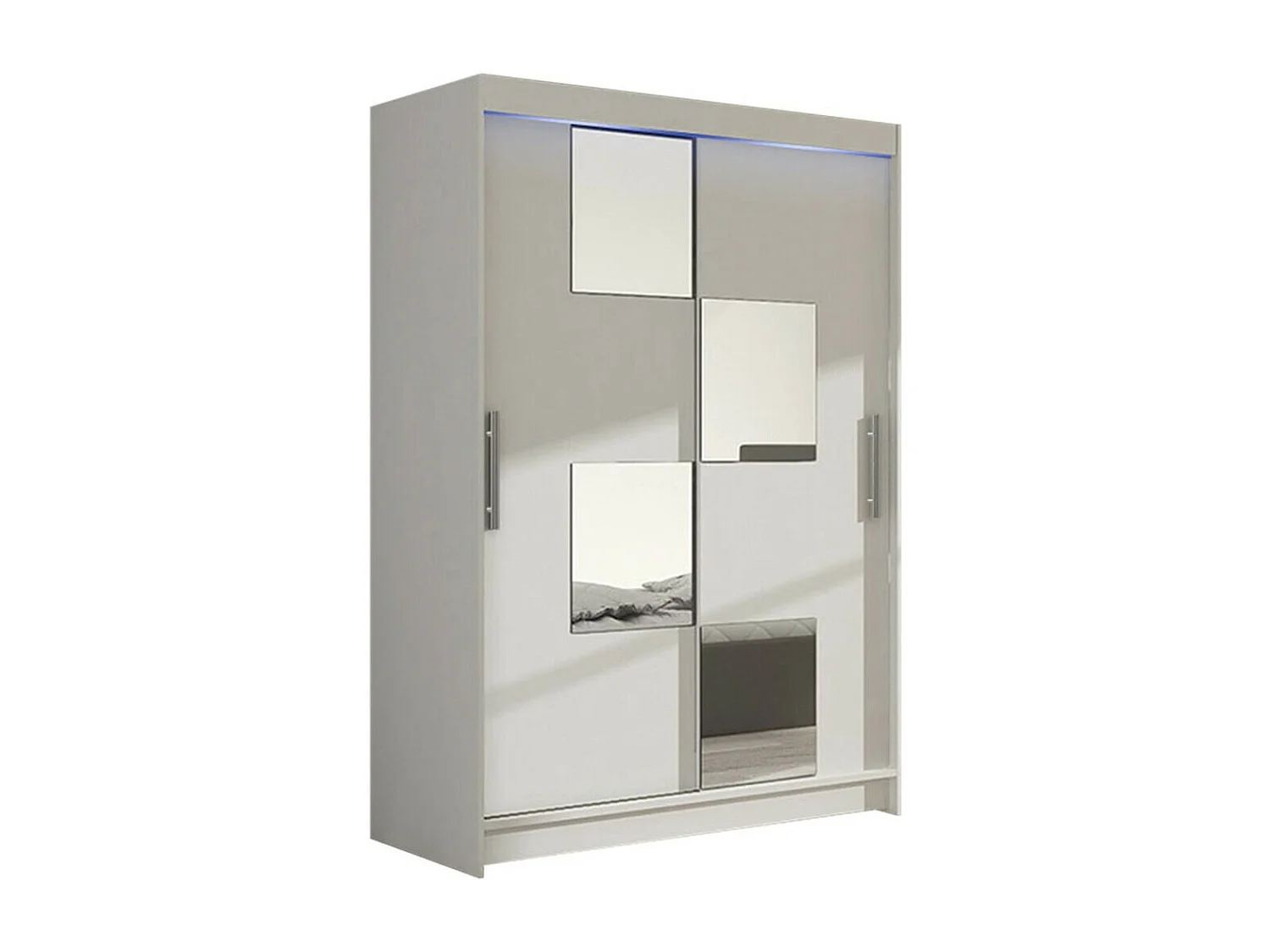 Armario Closico 105, Blanco, 200x120x58cm, Puertas de armario: Correderas