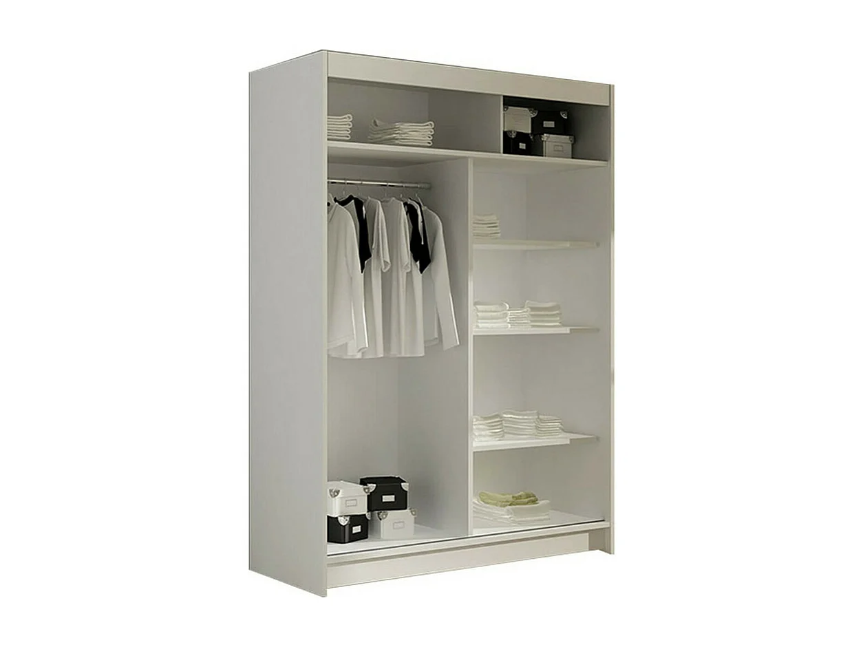 Armoire Closico 105, Blanc, 200x120x58cm, Portes d'armoire: Coulissantes