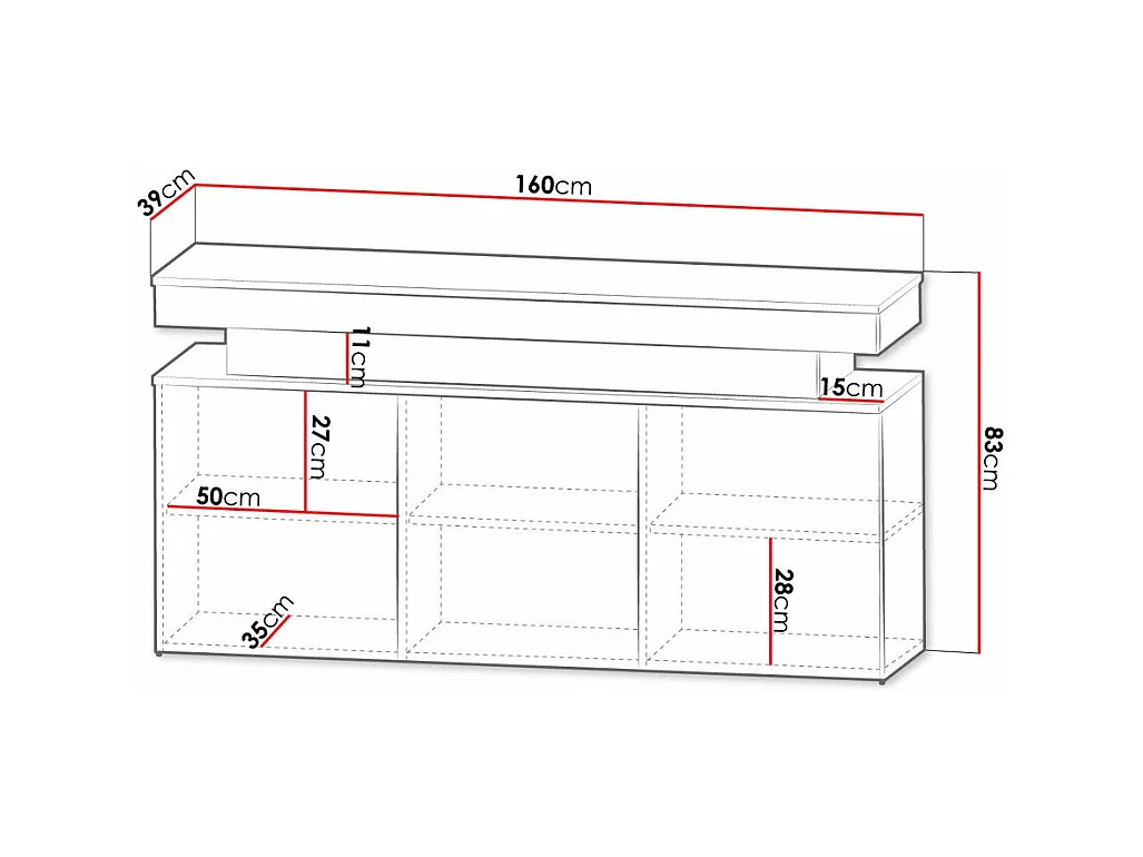 Aparador Monfero 101, Blanco|Blanco brillante, 83x160x39cm, MDF|Aglomerado laminado
