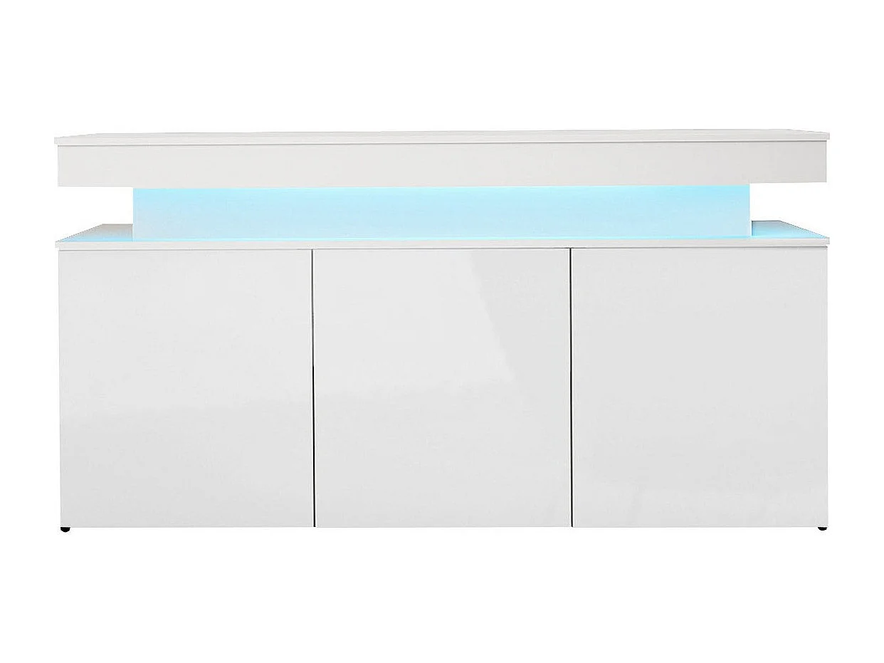 Buffet Monfero 101, Blanc brillant|Blanc, 83x160x39cm, MDF|Stratifié