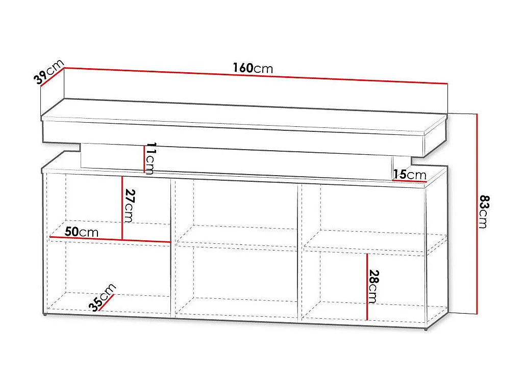 Buffet Monfero 101, Blanc brillant|Blanc, 83x160x39cm, MDF|Stratifié
