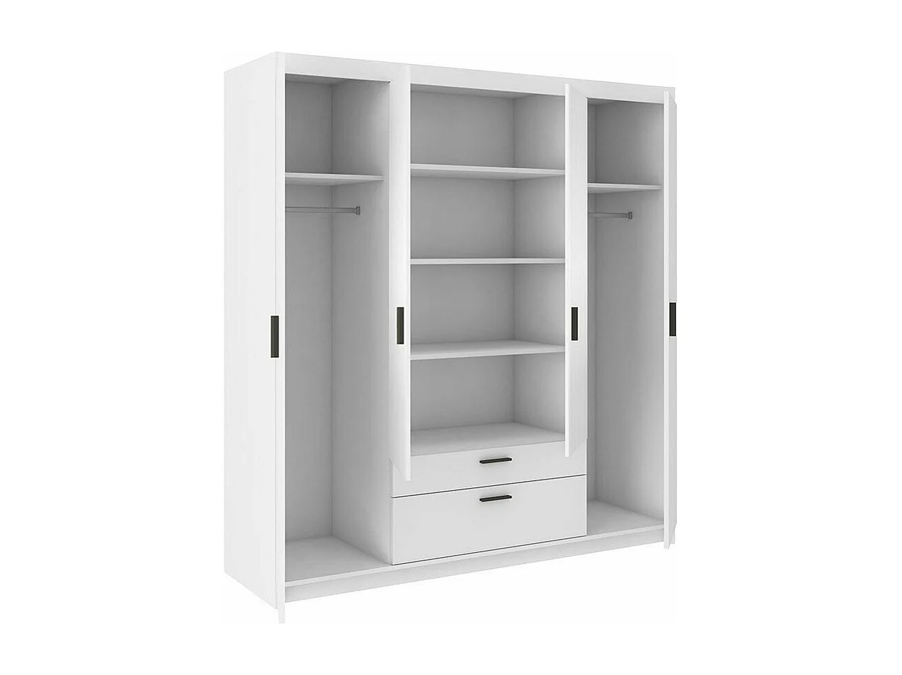 Armario Novduni 107, Roble de lefkada, 191x176x53cm, Puertas de armario: Con bisagras