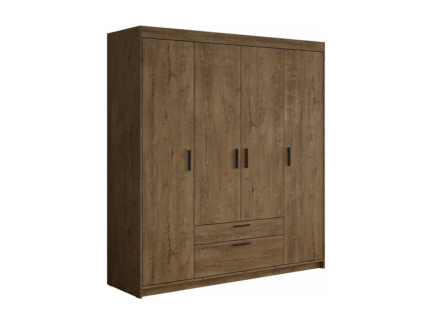 Armario Novduni 107, Roble de lefkada, 191x176x53cm, Puertas de armario: Con bisagras