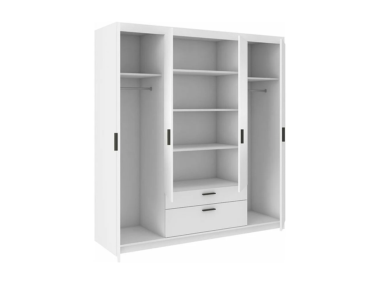 Armario Novduni 107, Roble de lefkada, 191x176x53cm, Puertas de armario: Con bisagras