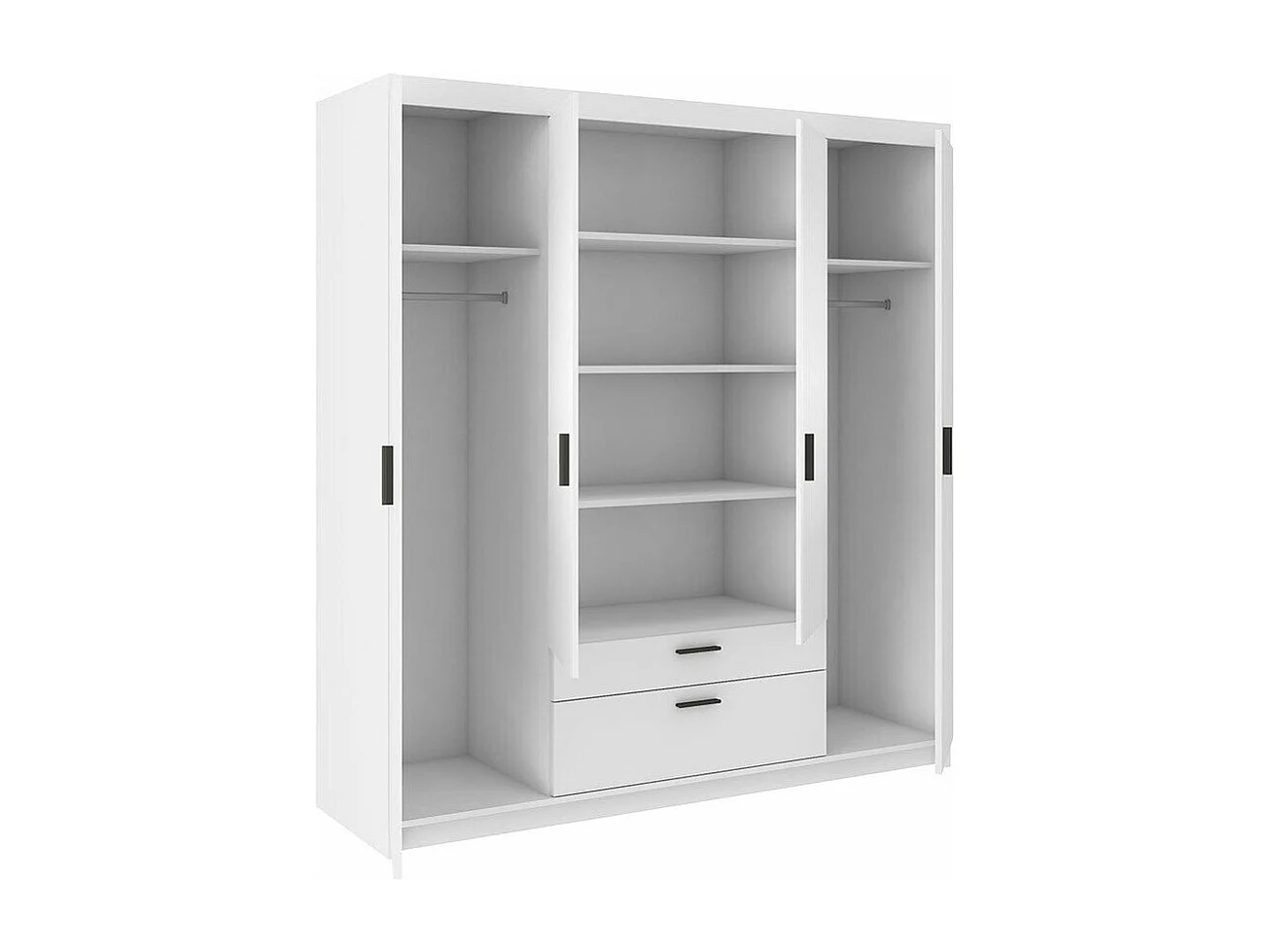 Armario Novduni 107, Roble de lefkada, 191x176x53cm, Puertas de armario: Con bisagras