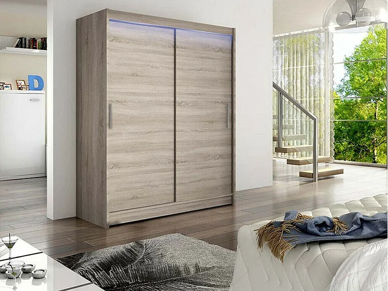 Armoire Closico 103, Truffe chêne, 200x150x58cm, Portes d'armoire: Coulissantes