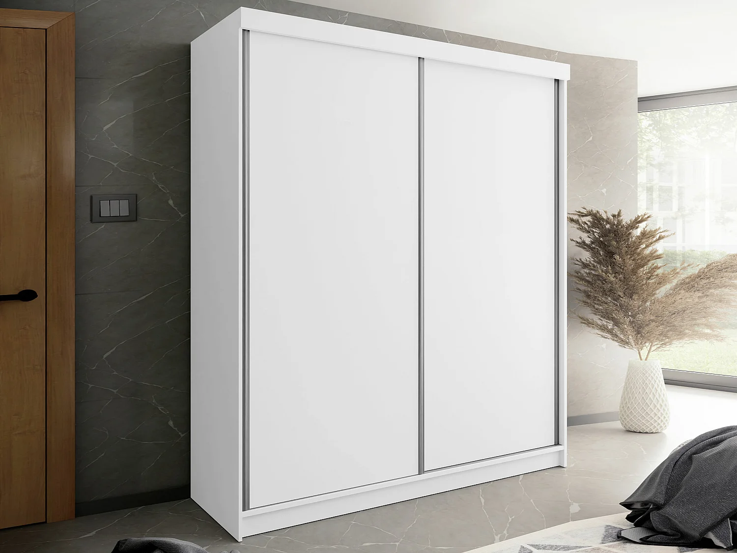 Armario Dover 108, Blanco, 200x200x62cm, Puertas de armario: Correderas