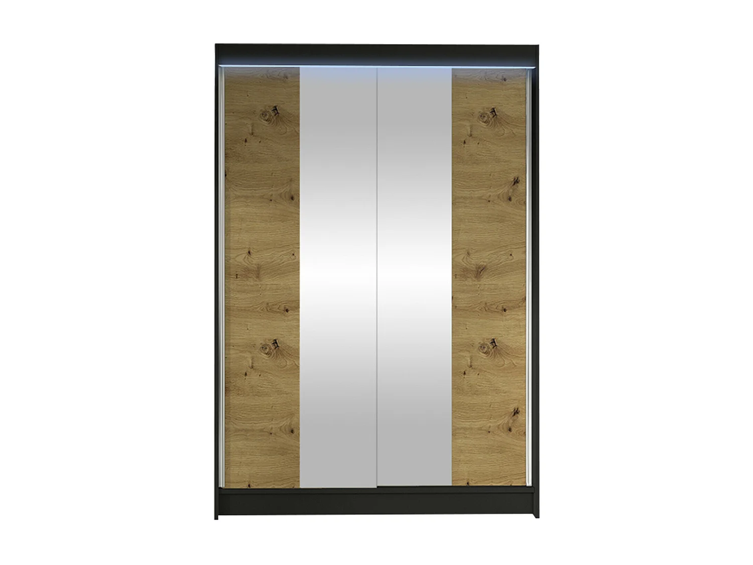 Armario Closico 148, Negro|Roble Artisan, 200x120x58cm, Puertas de armario: Correderas