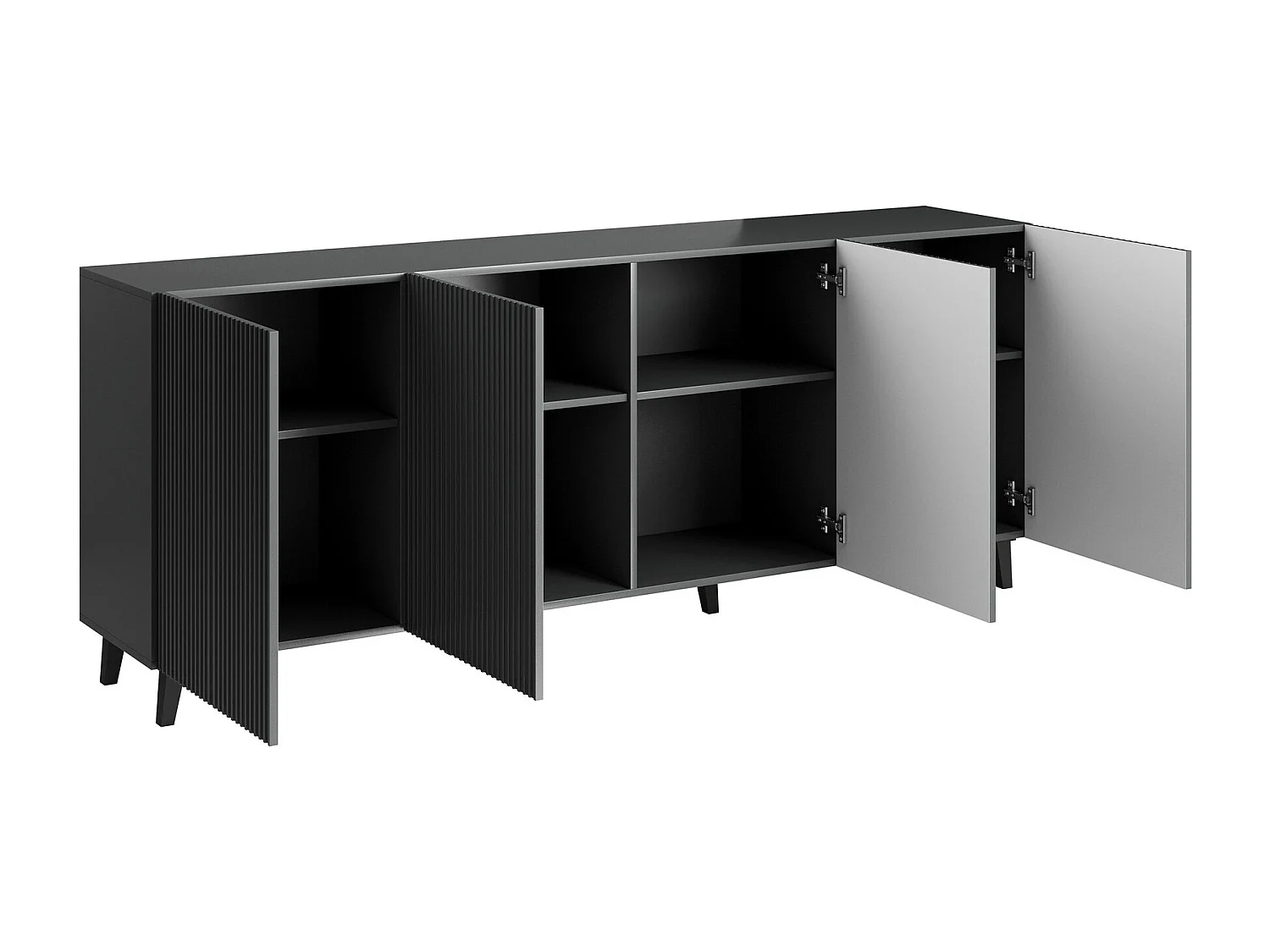 Buffet Remeta 100, Noir|Anthracite, 83x201cm, Le nombre de portes: 442cm, MDF|Stratifié