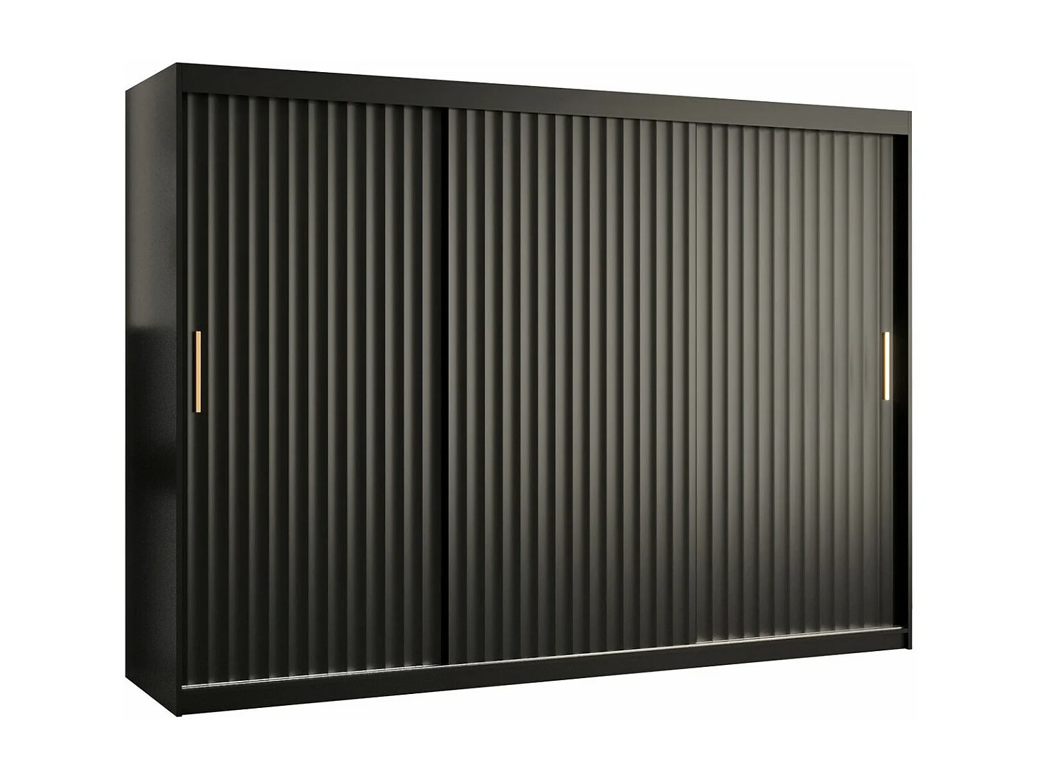 Armoire Hartford 336, Noir, 200x250x62cm, Portes d'armoire: Coulissantes