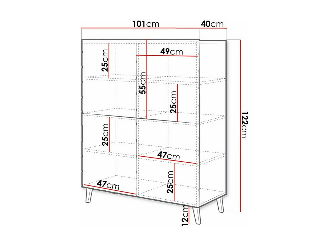 Mobile Charlotte 179, Nero|Nero lucido, 122x101cm, Il numero di porte: 4.0040cm