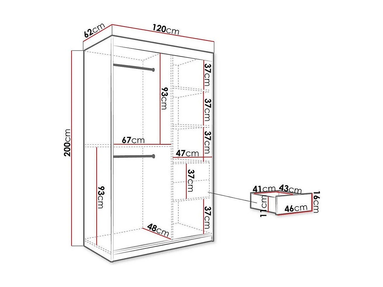 Armadio Hartford 253, Marmo nero|Nero opaco, 200x120x62cm, Porte armadi: Scorrevoli