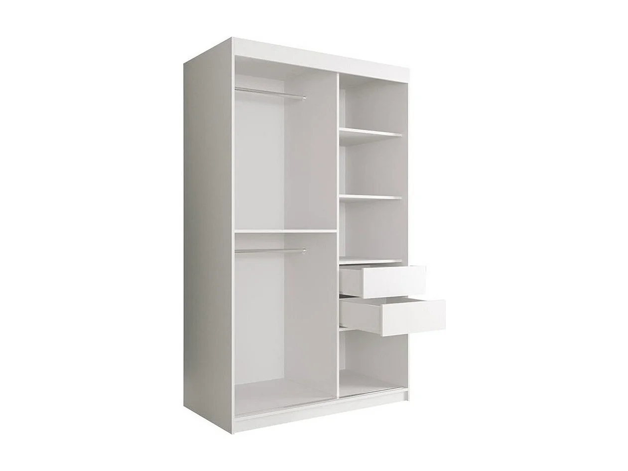 Armadio Hartford 253, Opaca bianco|Marmo nero, 200x120x62cm, Porte armadi: Scorrevoli