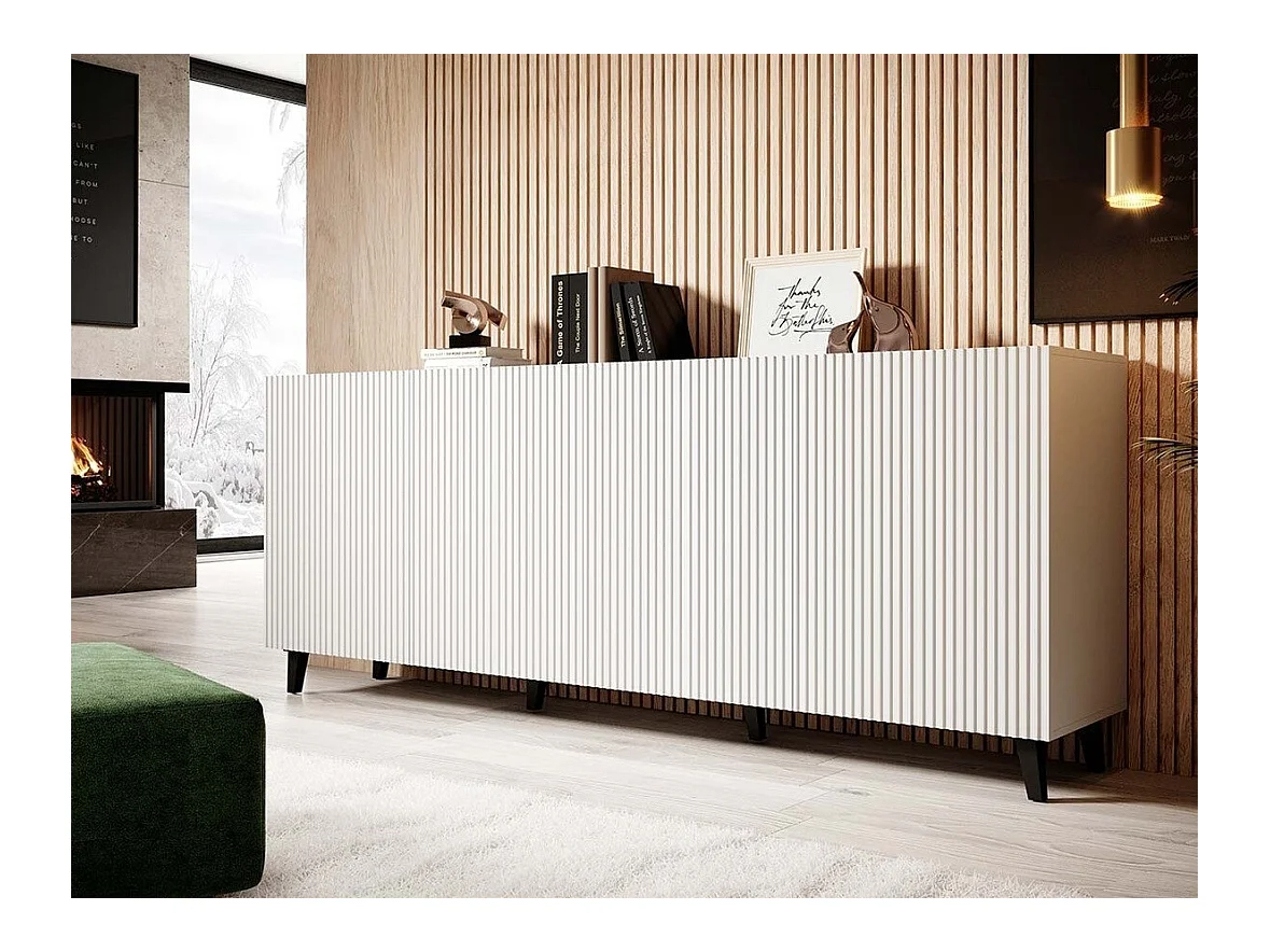 Buffet Levmari 101, Blanc, 83x201cm, Le nombre de portes: 440cm, Stratifié|MDF