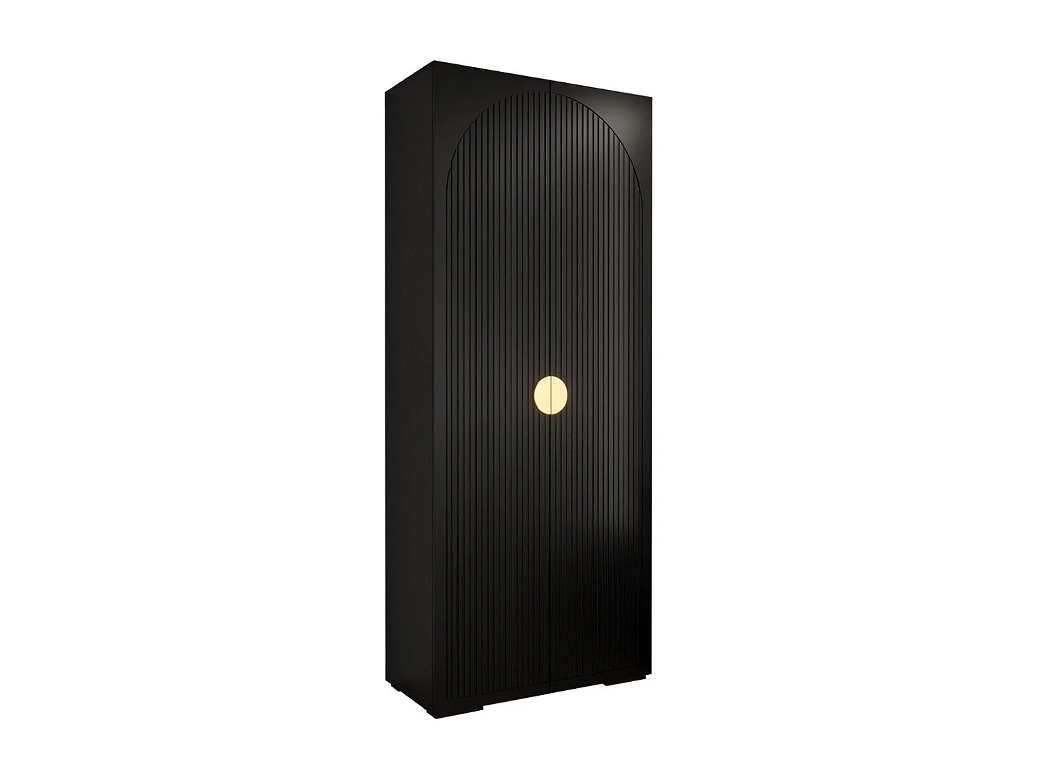 Armoire Hartford 405, Noir|Doré, 237x100x47cm, Portes d'armoire: Avec des charnières