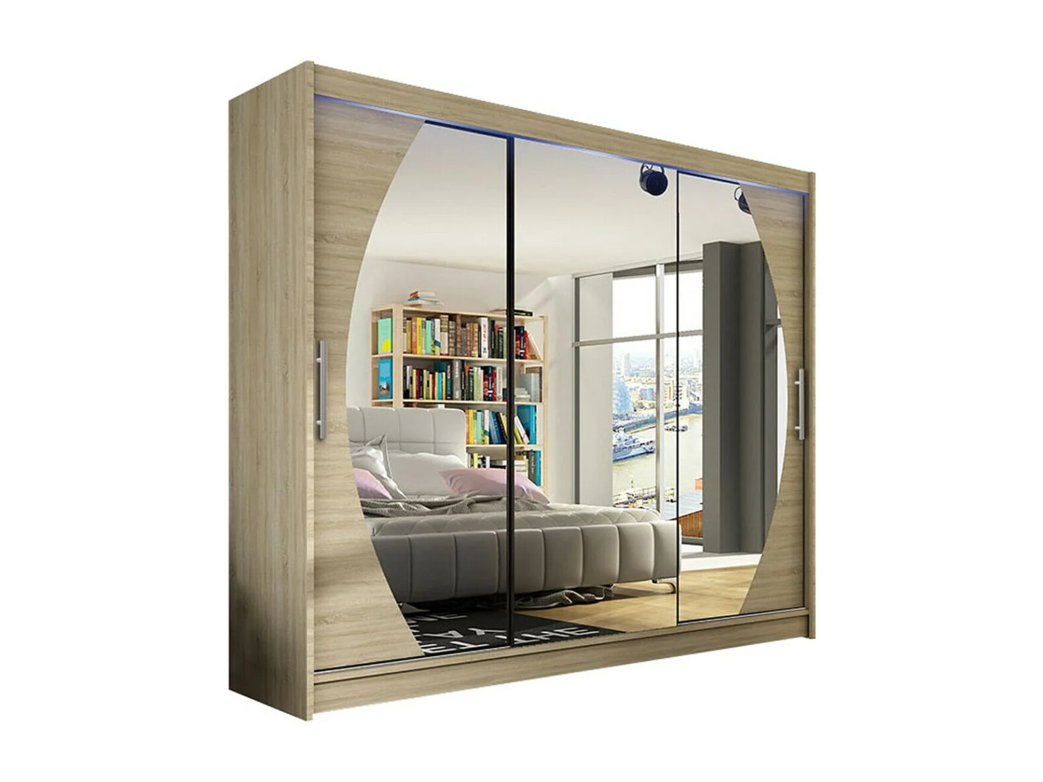 Armario Closico 130, Roble Sonoma, 215x250x58cm, Puertas de armario: Correderas