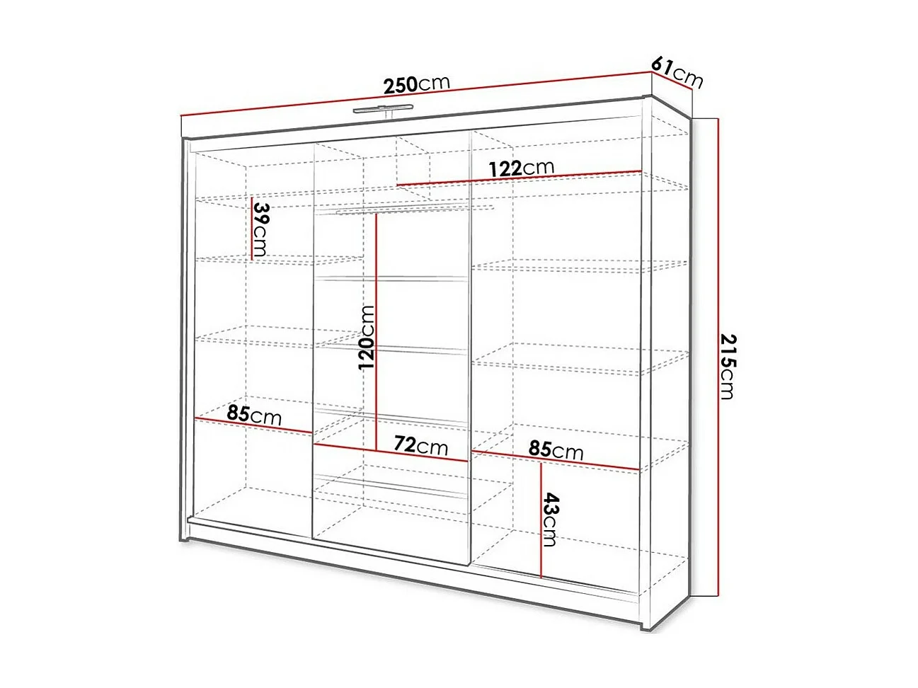 Roupeiro Honolulu 132, Número de prateleiras: 8, 22x25x6cm