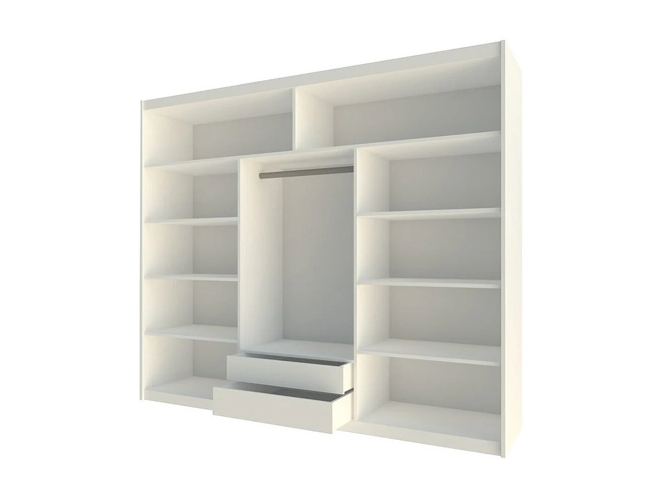 Armadio Honolulu 132, Bianco|Bianco lucido, 215x250x61cm, Porte armadi: Scorrevoli