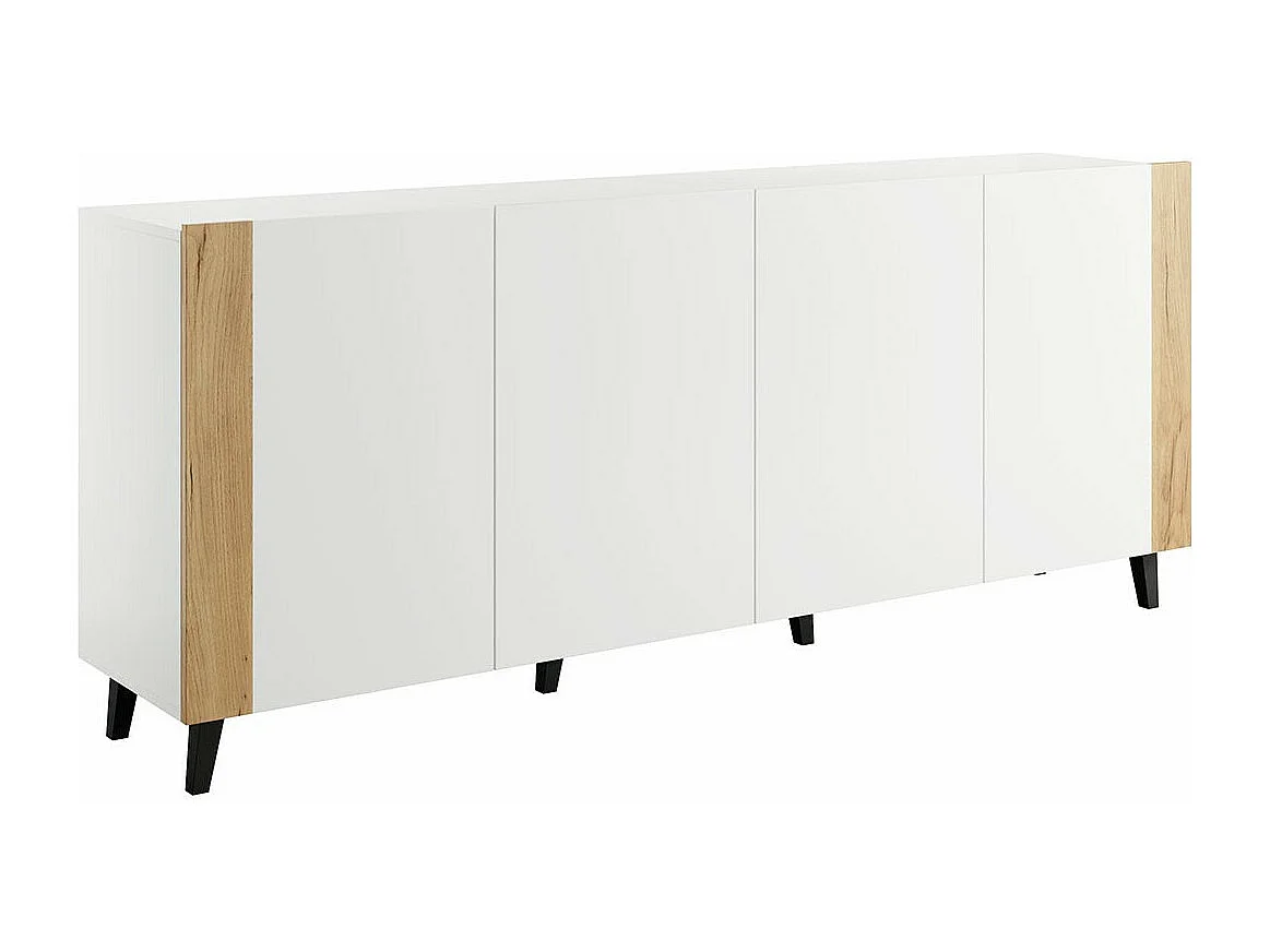 Buffet Charlotte 183, Blanc|Craft chêne, 83x201cm, Le nombre de portes: 442cm