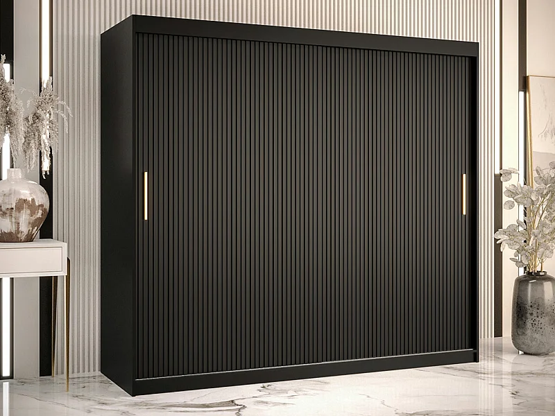 Armario Hartford 400, Negro, 200x200x62cm, Puertas de armario: Correderas