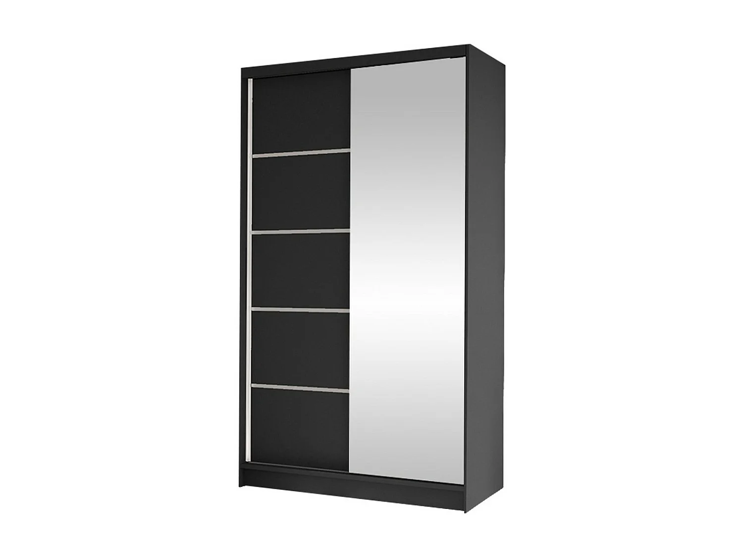 Armoire Closico 166, Noir, 200x100x58cm, Portes d'armoire: Coulissantes