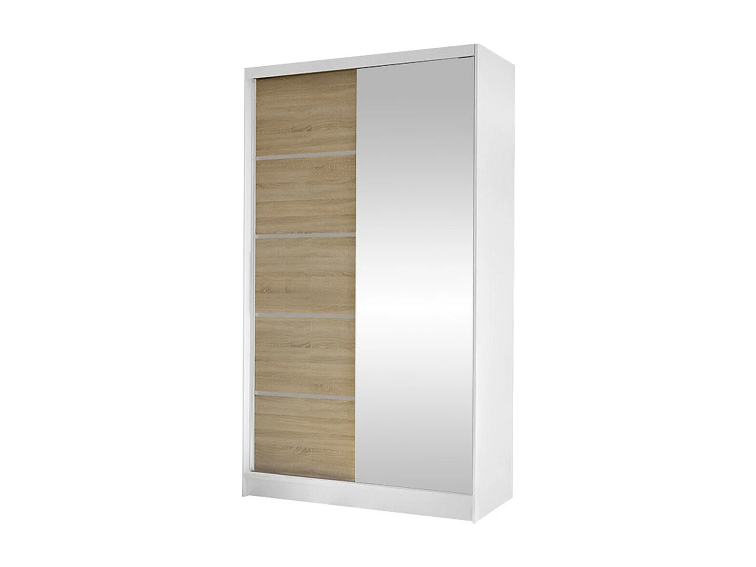 Armoire Closico 166, Blanc|Sonoma chêne, 200x100x58cm, Portes d'armoire: Coulissantes