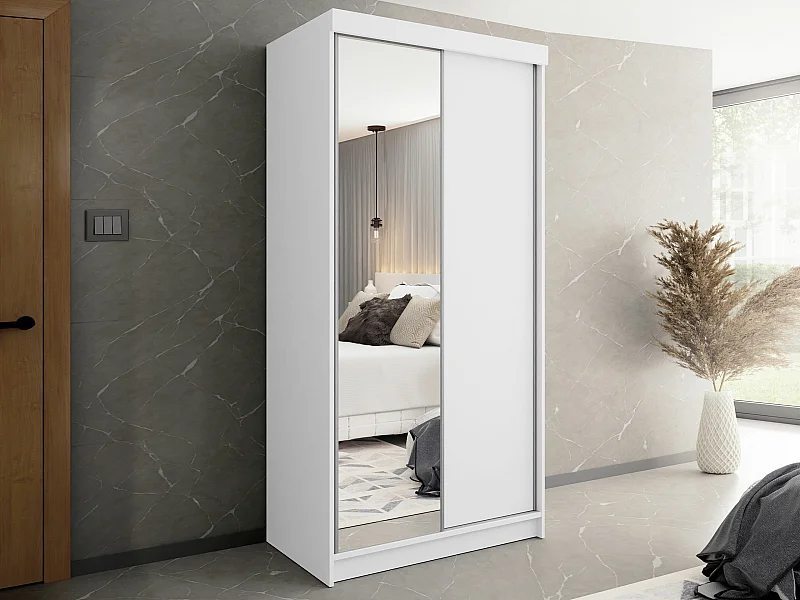Armario Dover 103, Blanco, 200x100x62cm, Puertas de armario: Correderas