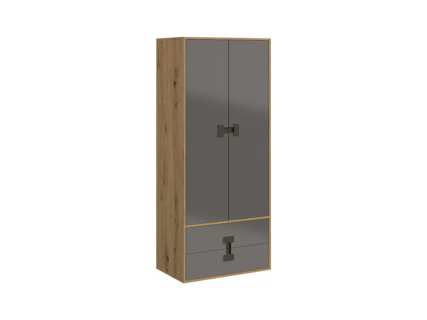 Armoire Florevi 113, Gris brillant|Chêne Artisan, 191x80x50cm, Nombre d'étagères: 3