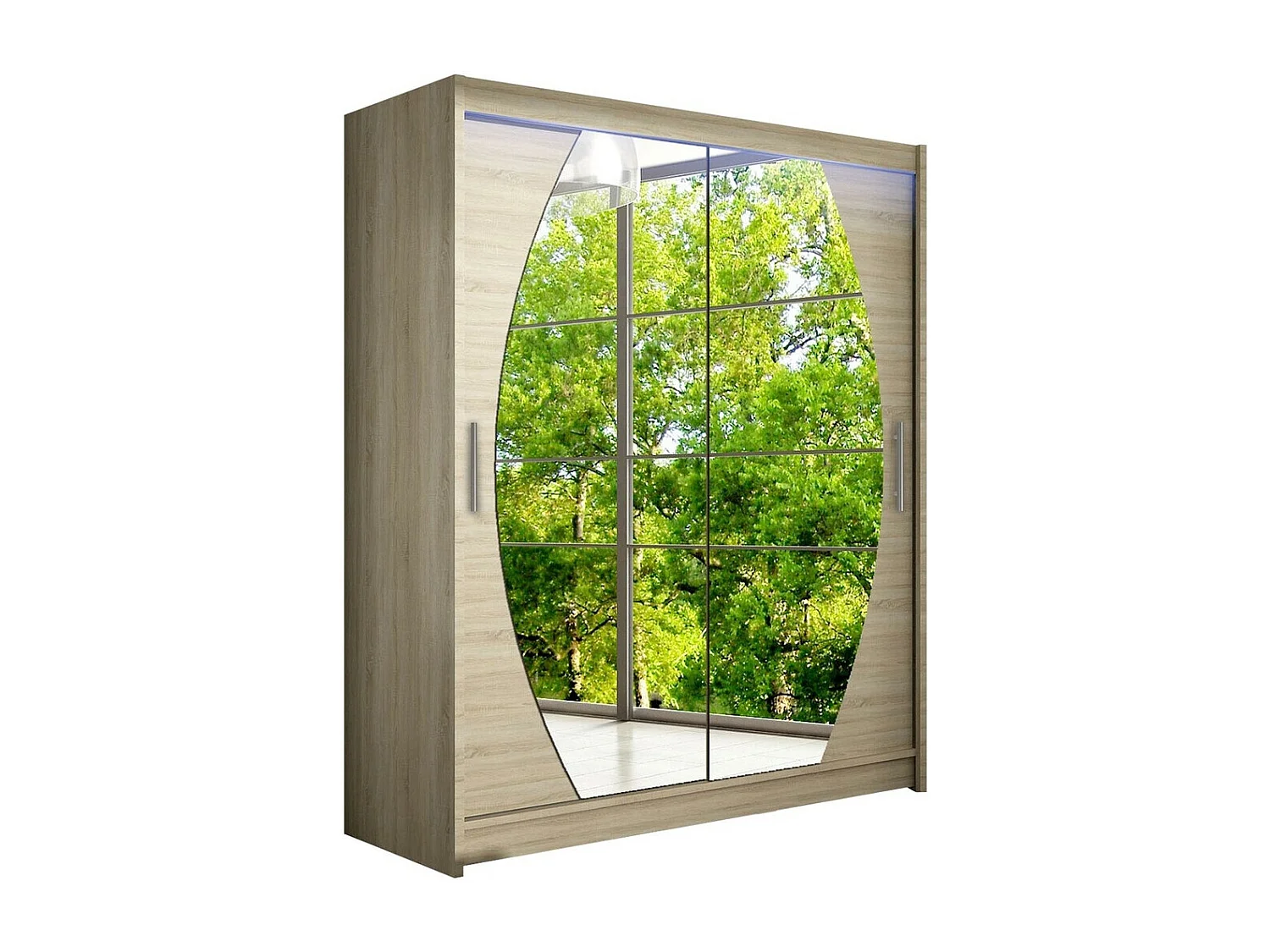 Armario Closico 121, Roble Sonoma, 200x150x58cm, Puertas de armario: Correderas