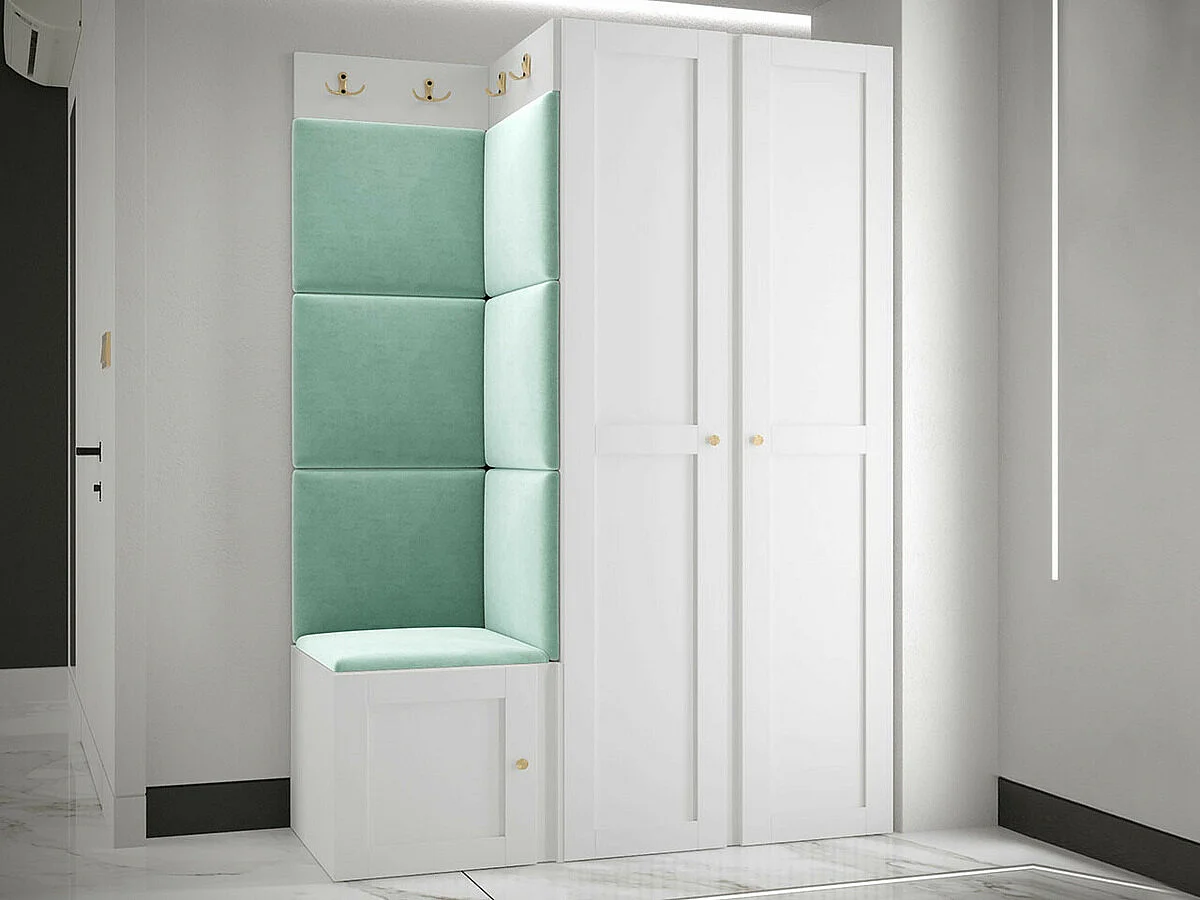 Armoire Hartford 394, Blanc, 186x74x44cm, Portes d'armoire: Avec des charnières