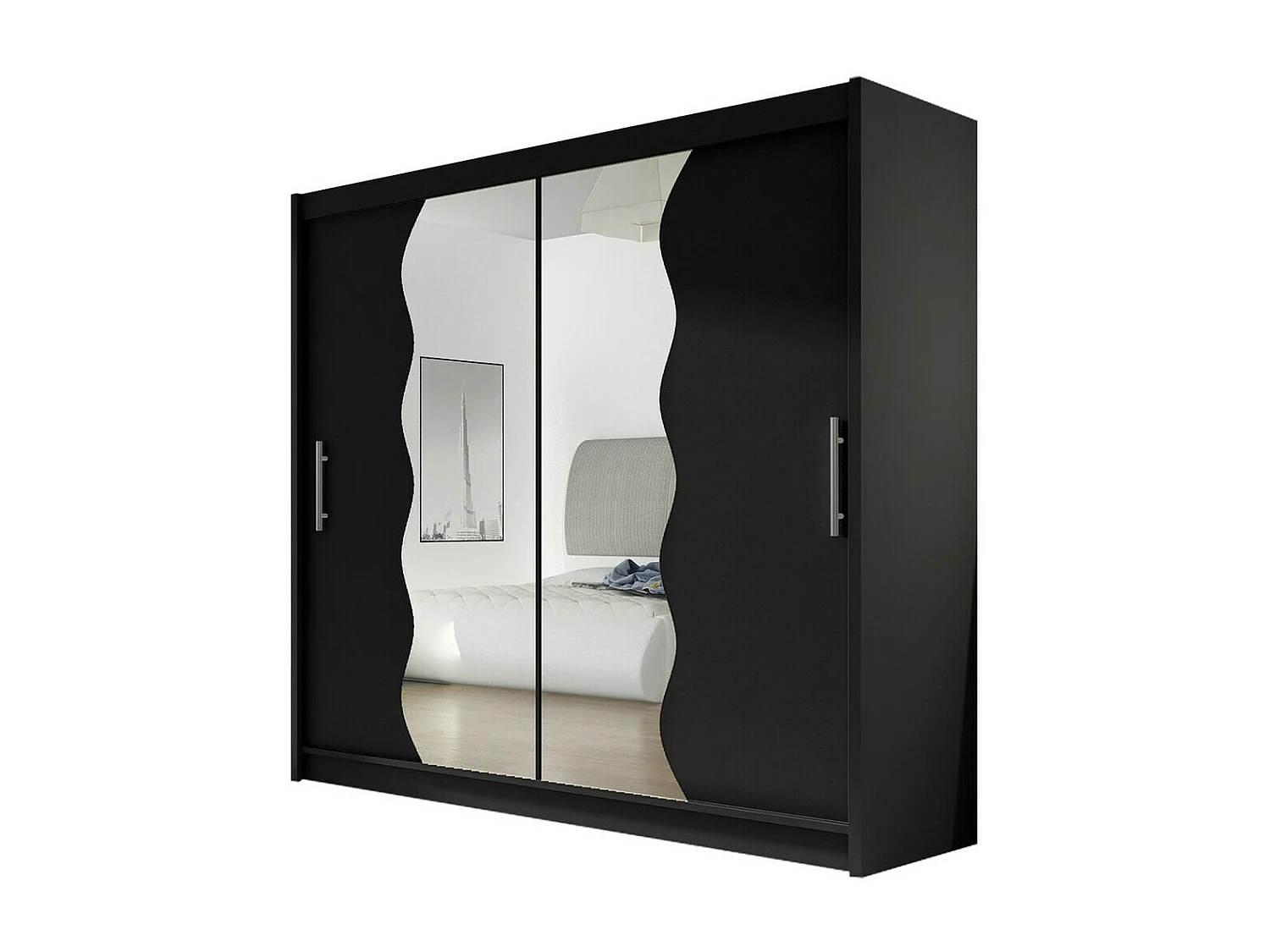 Armario Closico 125, Negro, 215x180x57cm, Puertas de armario: Correderas