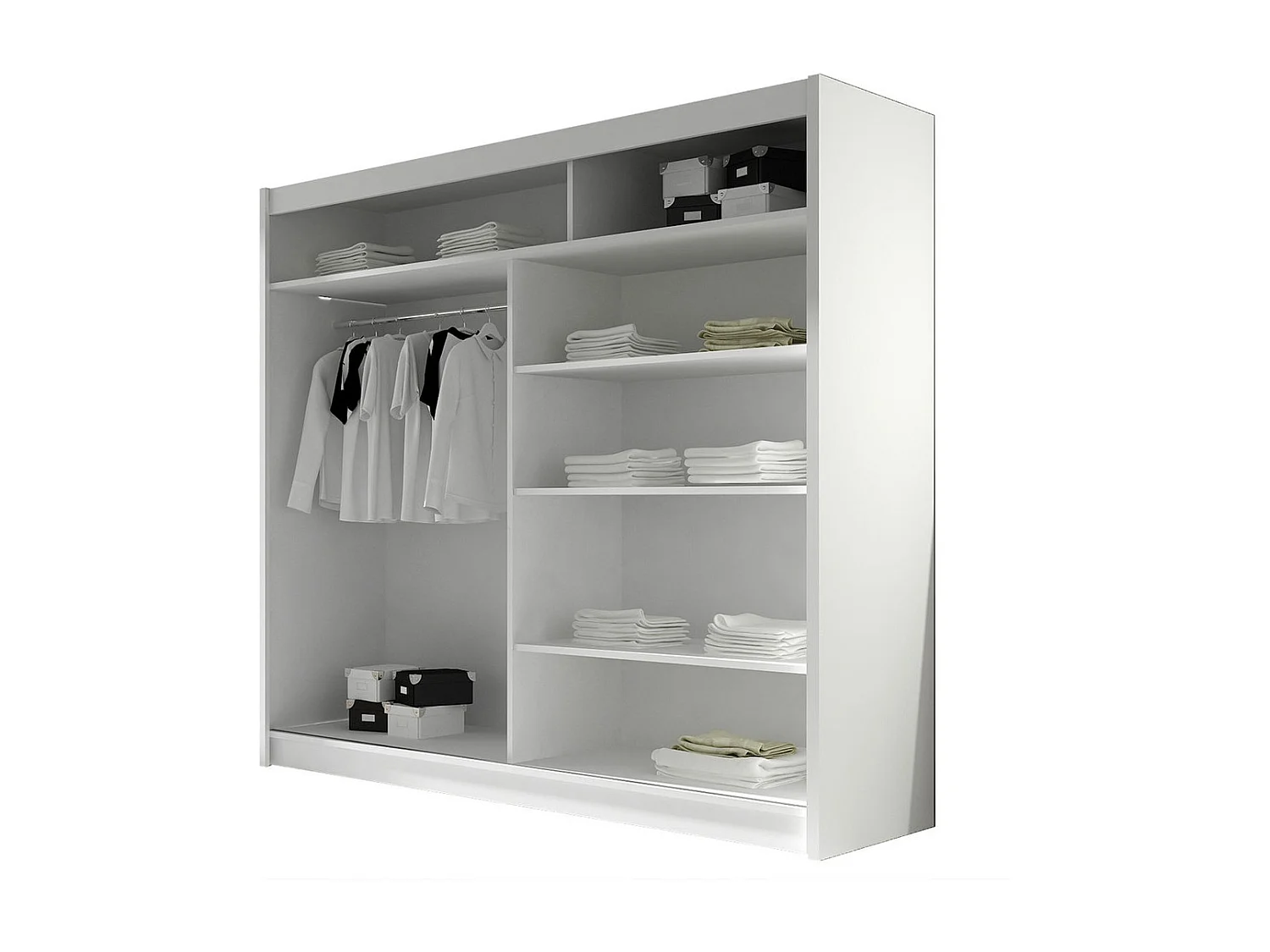 Armario Closico 125, Negro, 215x180x57cm, Puertas de armario: Correderas