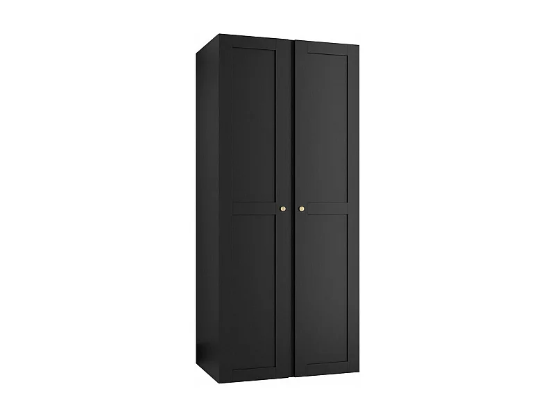 Armoire Hartford 394, Noir, 186x74x44cm, Portes d'armoire: Avec des charnières