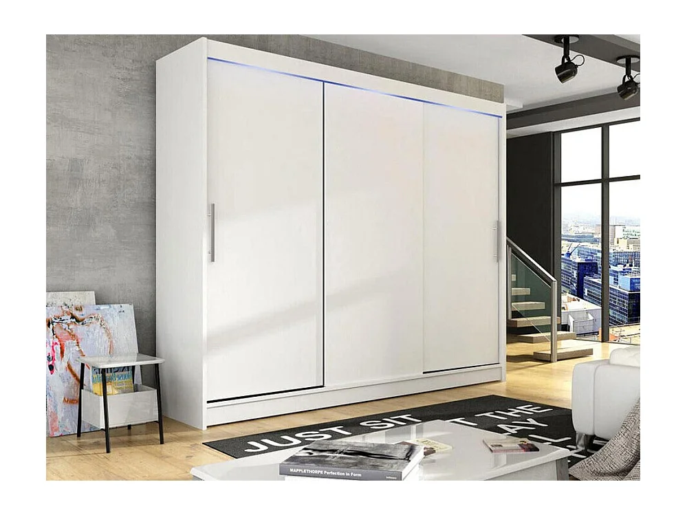 Armario Closico 118, Blanco, 215x250x58cm, Puertas de armario: Correderas