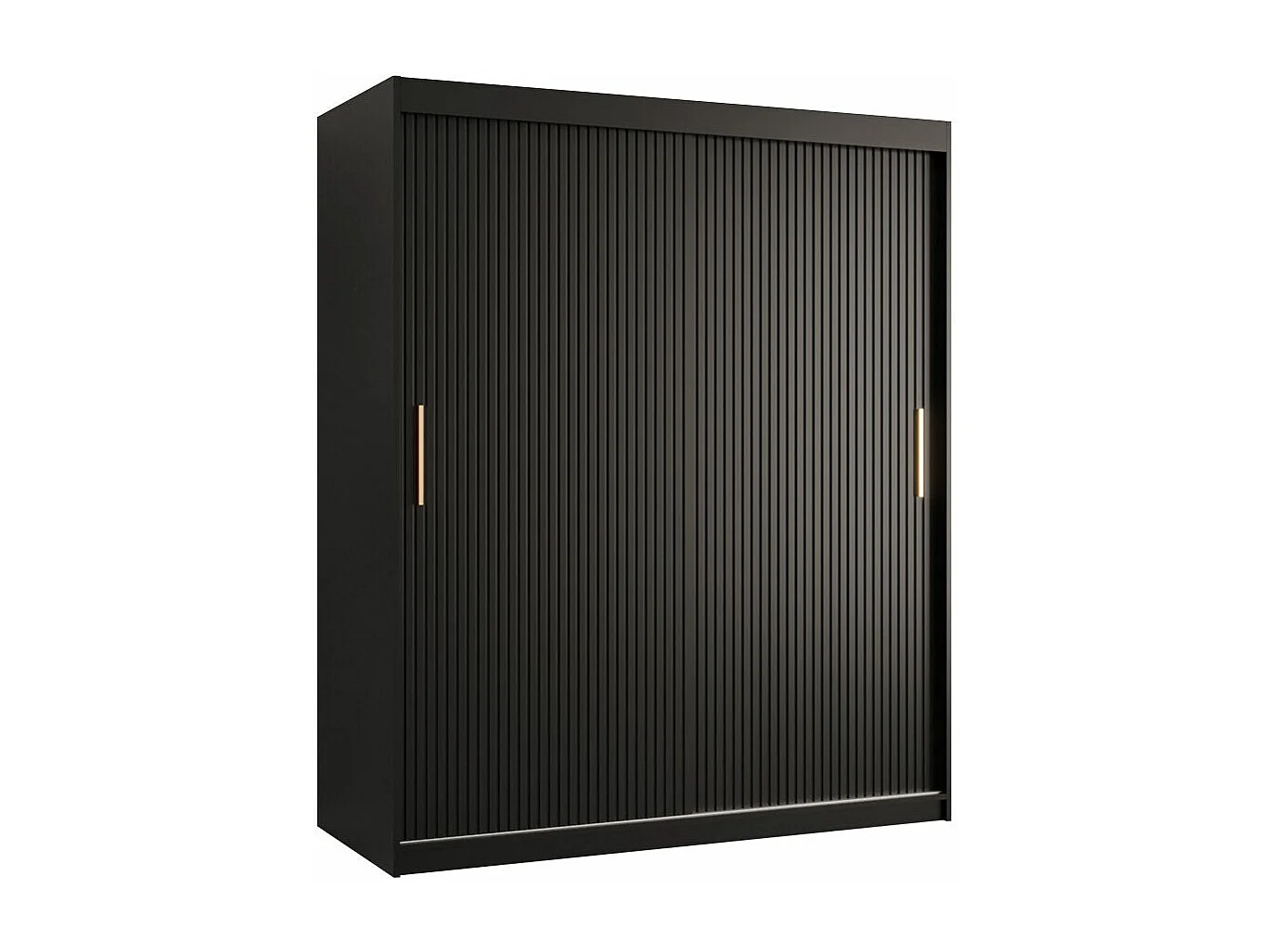 Armoire Hartford 399, Noir, 200x150x62cm, Portes d'armoire: Coulissantes
