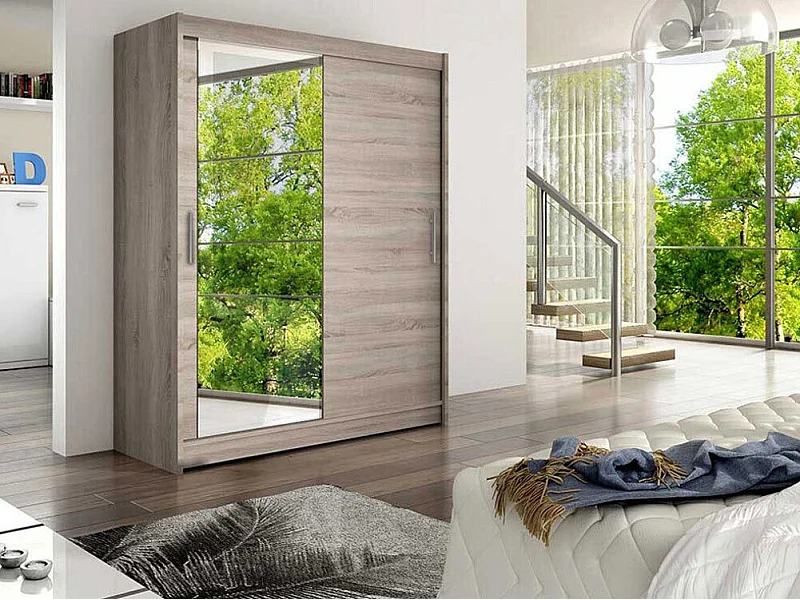 Armoire Closico 112, Truffe chêne, 200x150x58cm, Portes d'armoire: Coulissantes