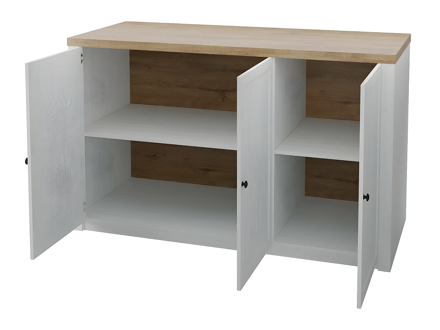 Aparador Ferdore 103, Roble de lefkada|Pino Anderson, 87x130cm, Número de puertas: 343cm