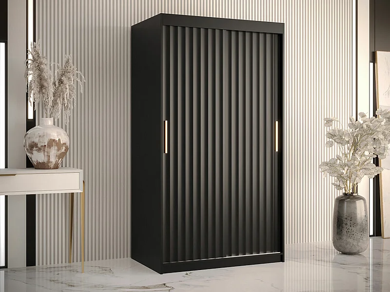 Armario Hartford 334, Negro, 200x100x62cm, Puertas de armario: Correderas